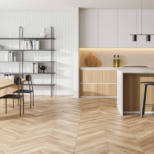 beautiful herringbone patterned hardwood floors in modern kitchen | Serving Northern Colorado | 970-352-7251 |