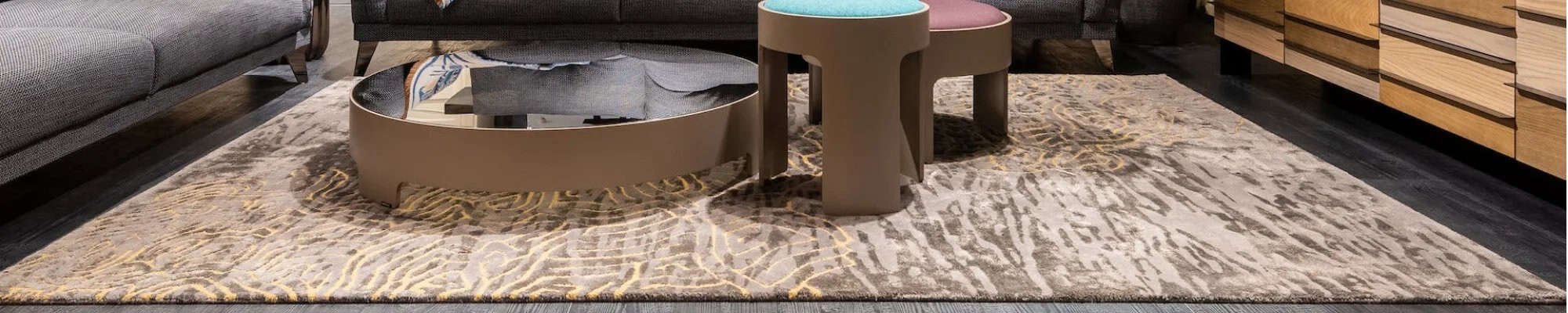 geometrical patterned carpet in chic living room | Serving Northern Colorado | 970-352-7251 |